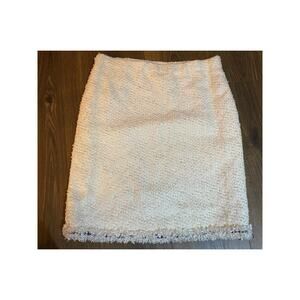 EUC Escada Ivory Tweed Fringe Pencil Skirt Size 42 (US 8/10) Elegant Classic